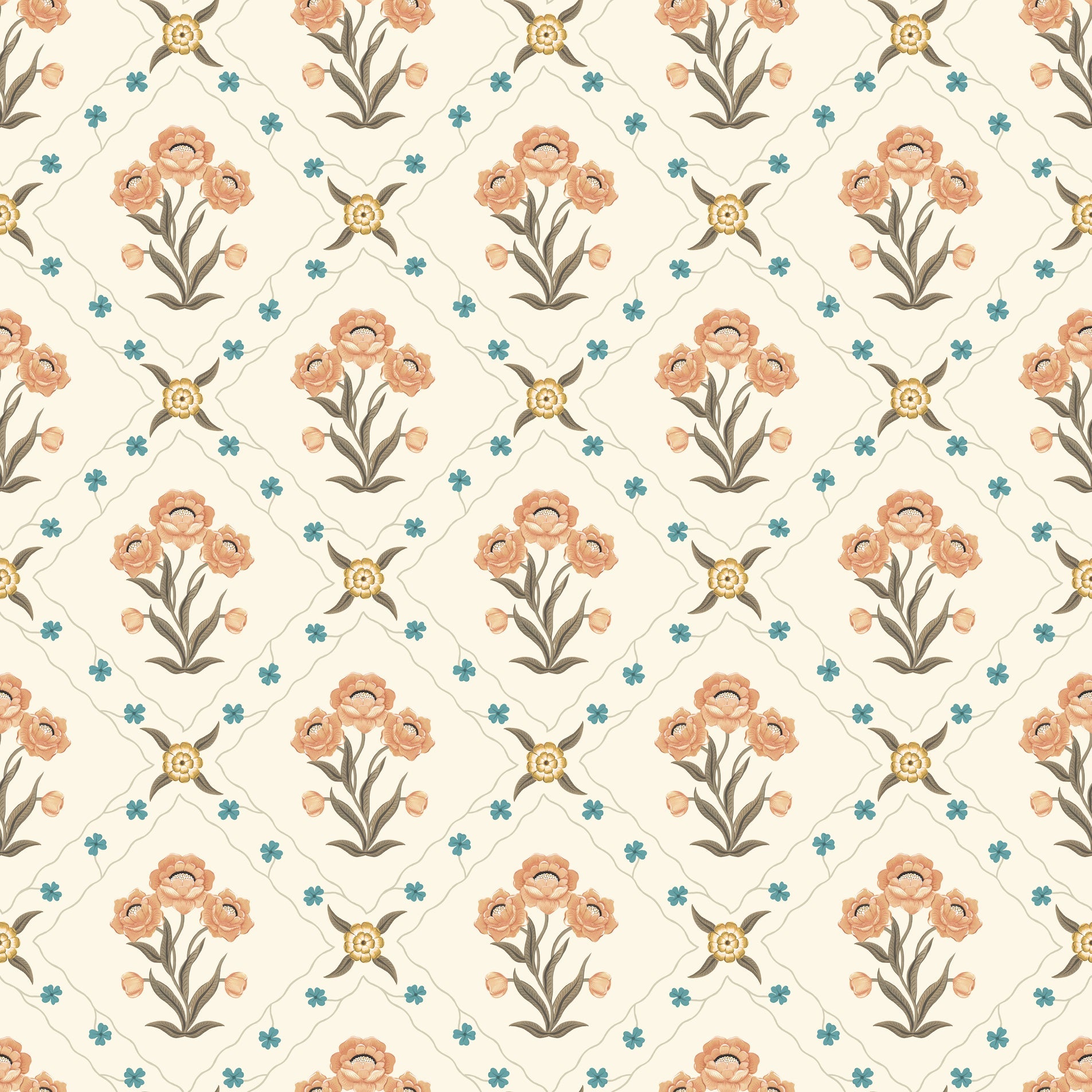 Floral Trellis - Apricot
