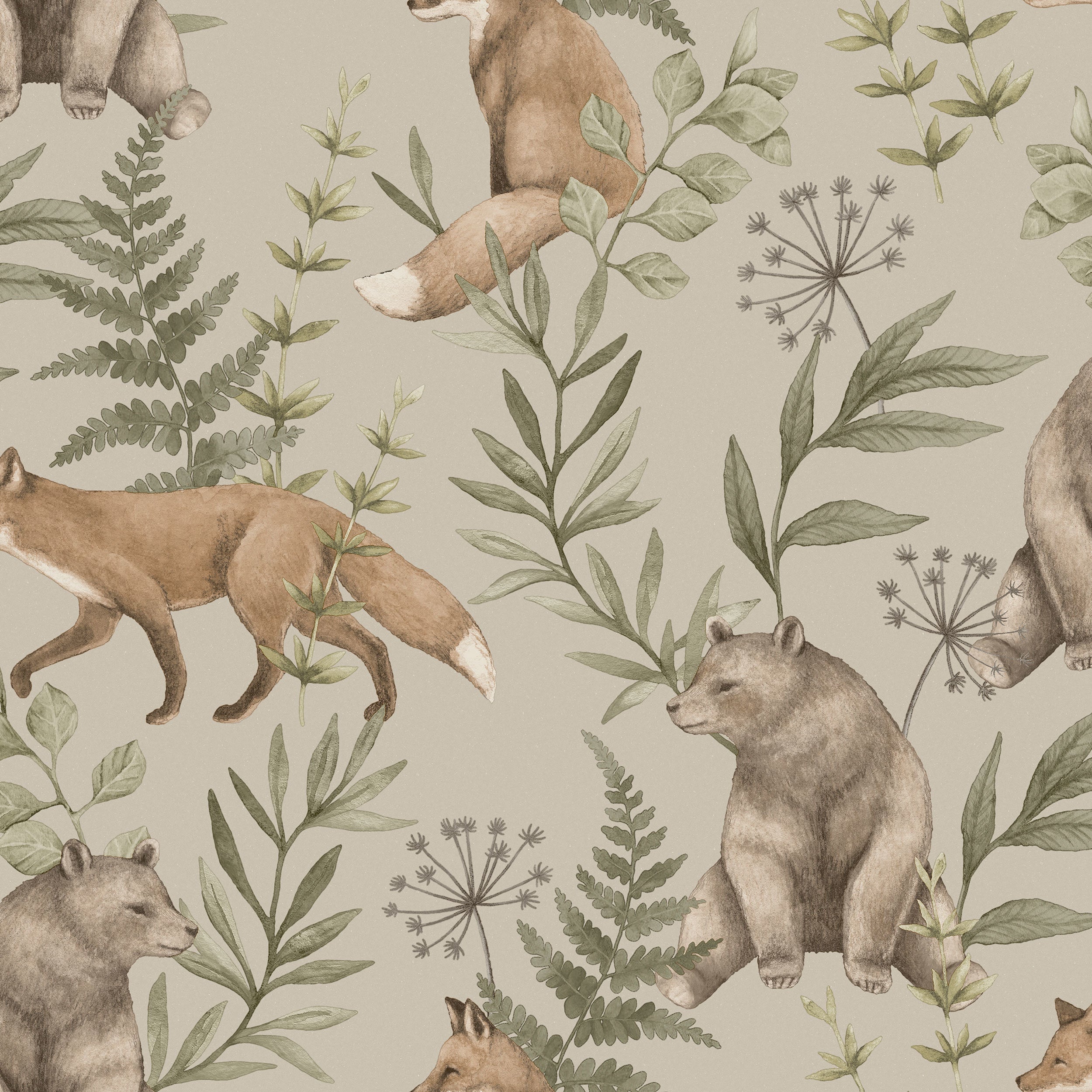 Nursery and Kids wallpaper - Wild Forest Beige 6921