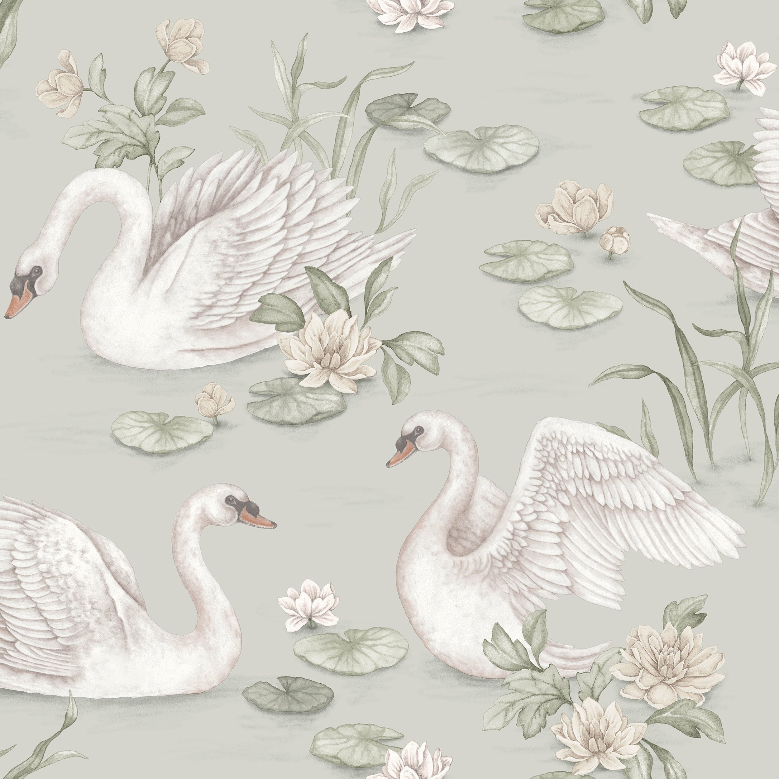 Nursery and Kids wallpaper - Lily Swan - Muted Green 6925