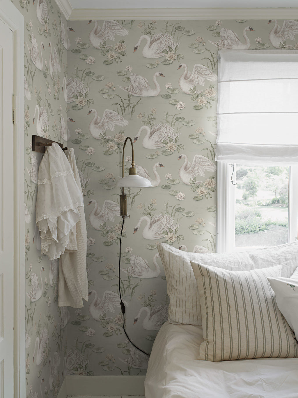Nursery and Kids wallpaper - Lily Swan - Muted Green 6925