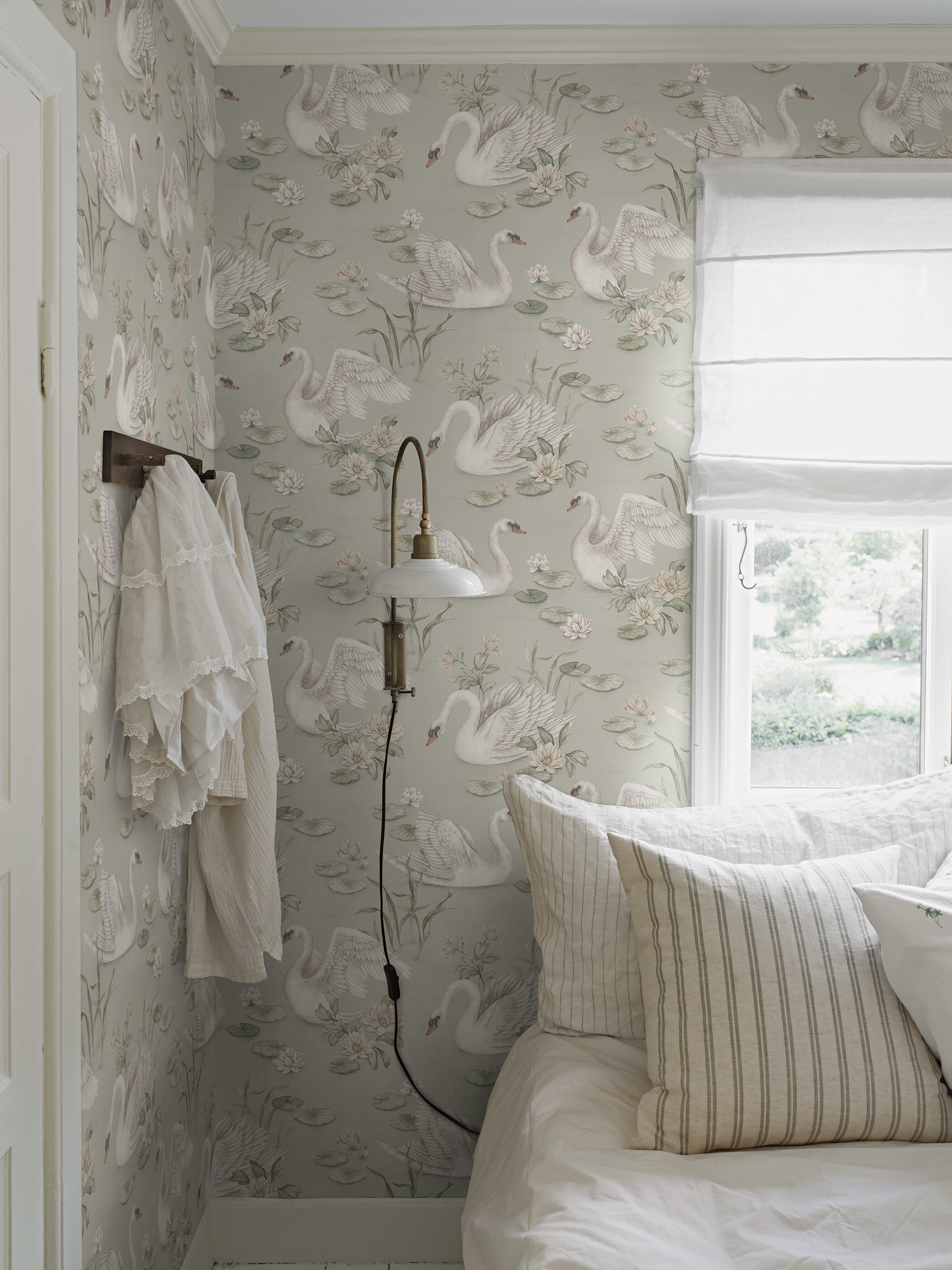Nursery and Kids wallpaper - Lily Swan - Muted Green 6925