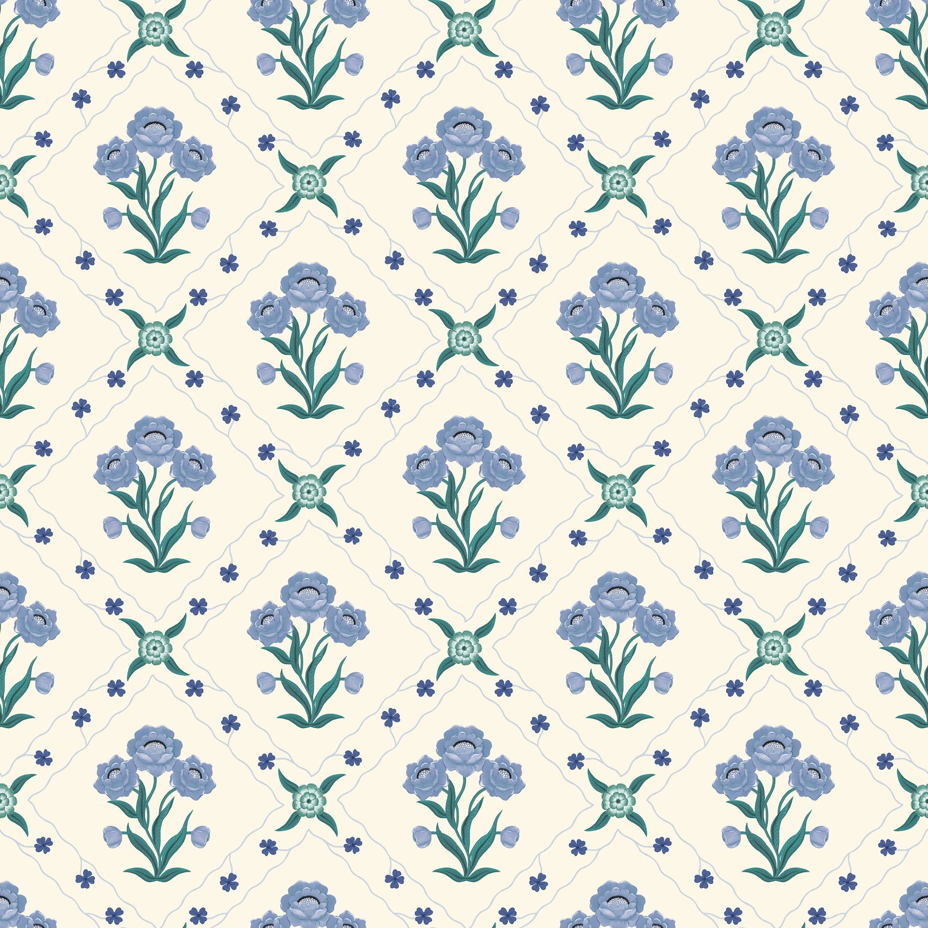 Floral Trellis - Sky