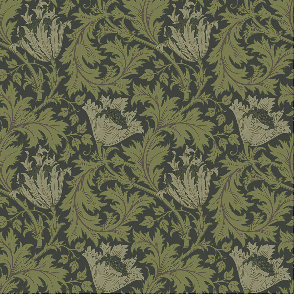 William Morris Wallpaper - Anemone - Charcoal 82005