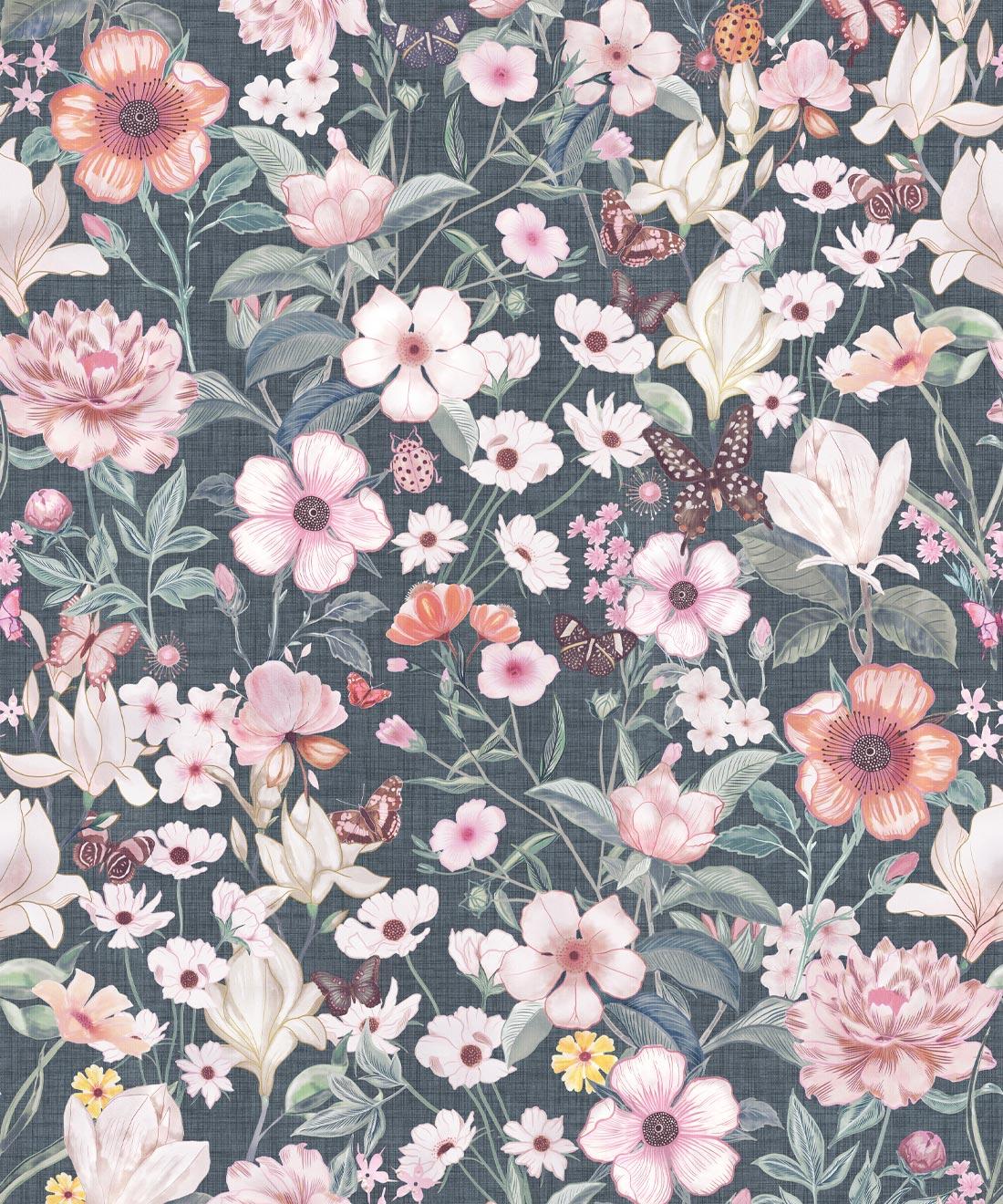 Barney Vintage Wallpaper, Denim Linen