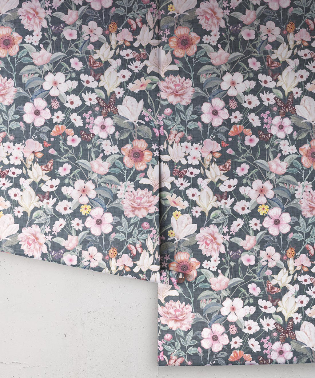 Barney Vintage Wallpaper, Denim Linen
