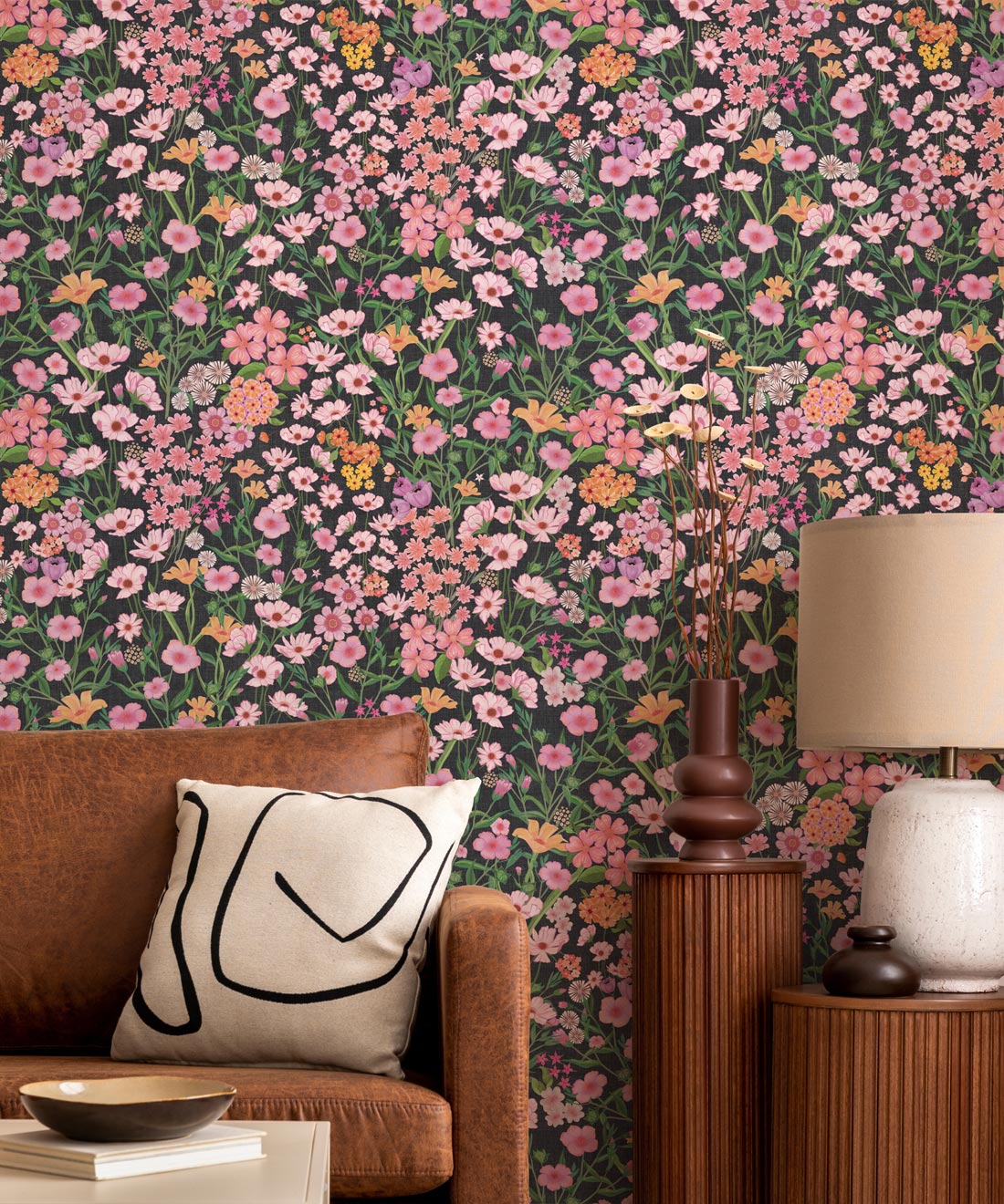 Barney’s Fields Wallpaper, Charcoal Linen