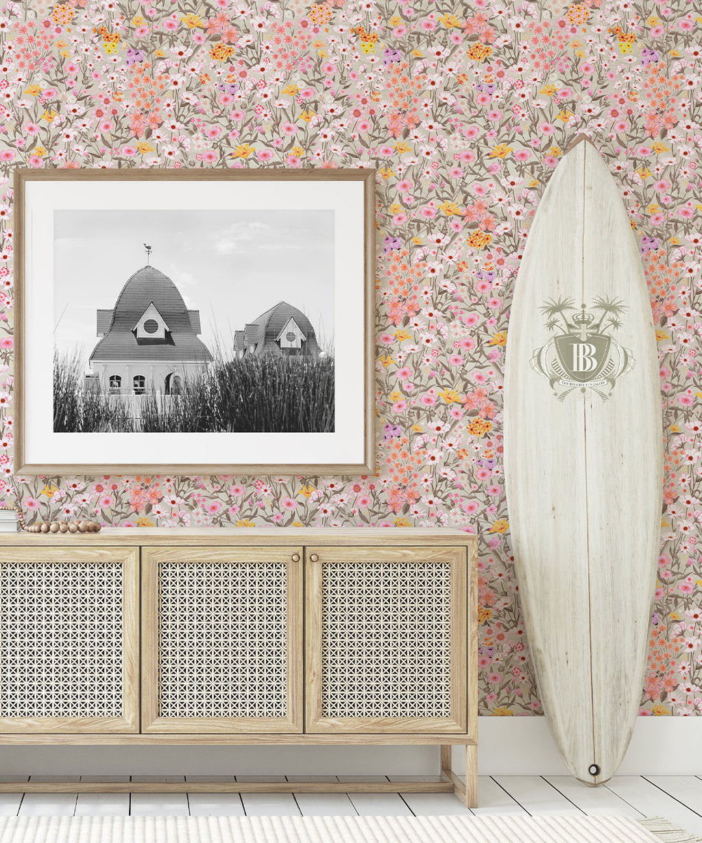 Barney’s Fields Wallpaper, Distressed Wheat