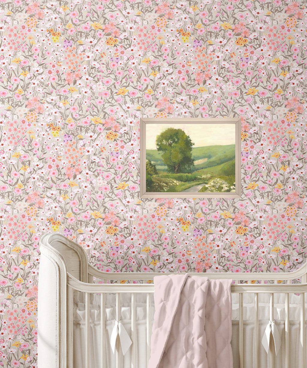 Barney’s Fields Wallpaper, Distressed Wheat