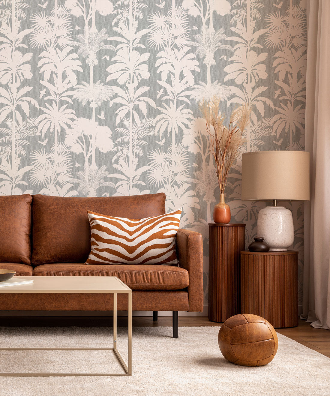 Cockatoo Palms Wallpaper, Bay Linen