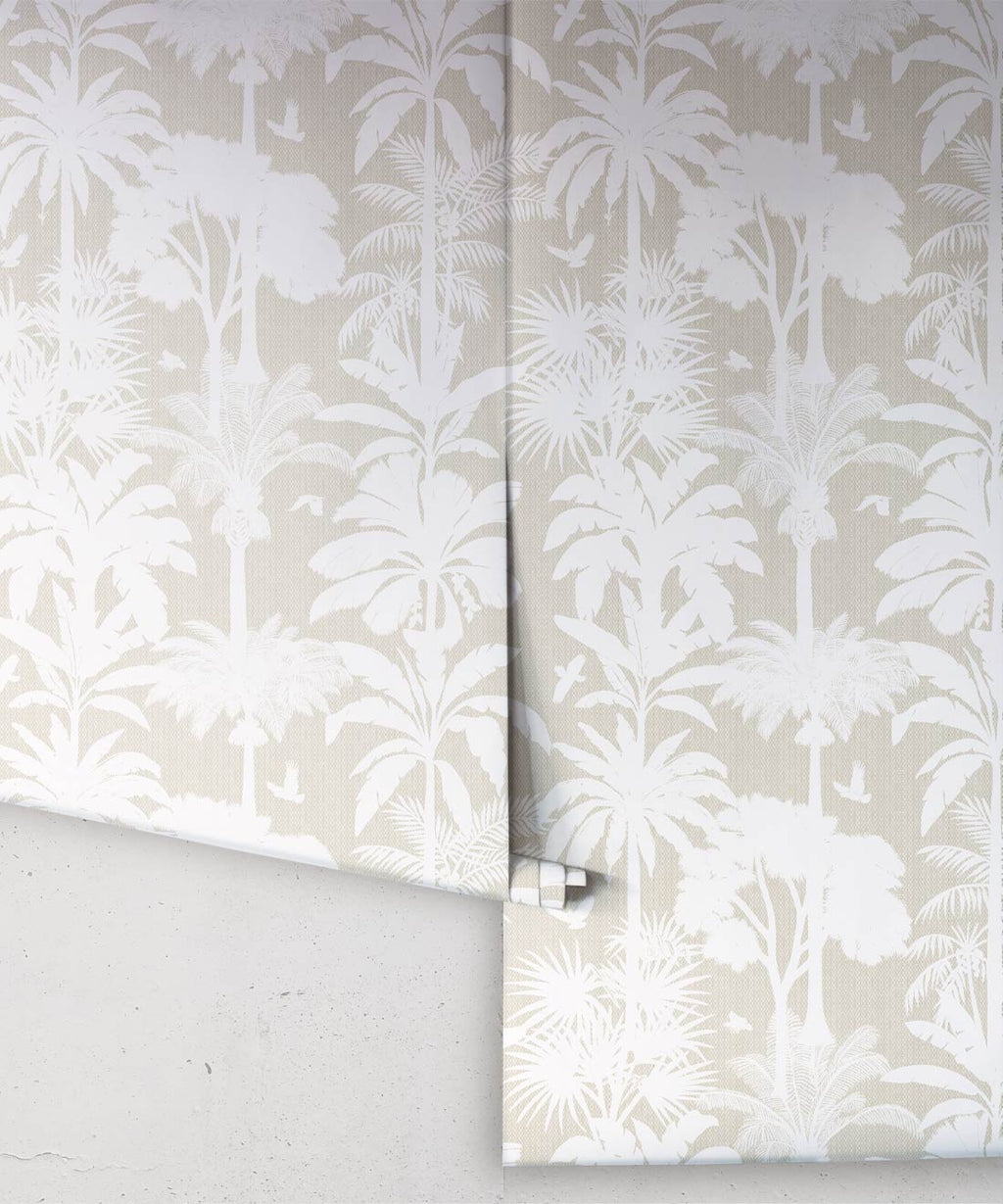 Cockatoo Palms Wallpaper, Raya Linen