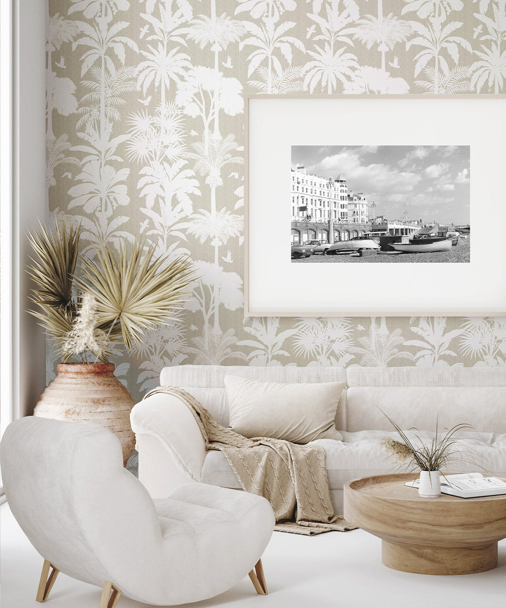 Cockatoo Palms Wallpaper, Raya Linen
