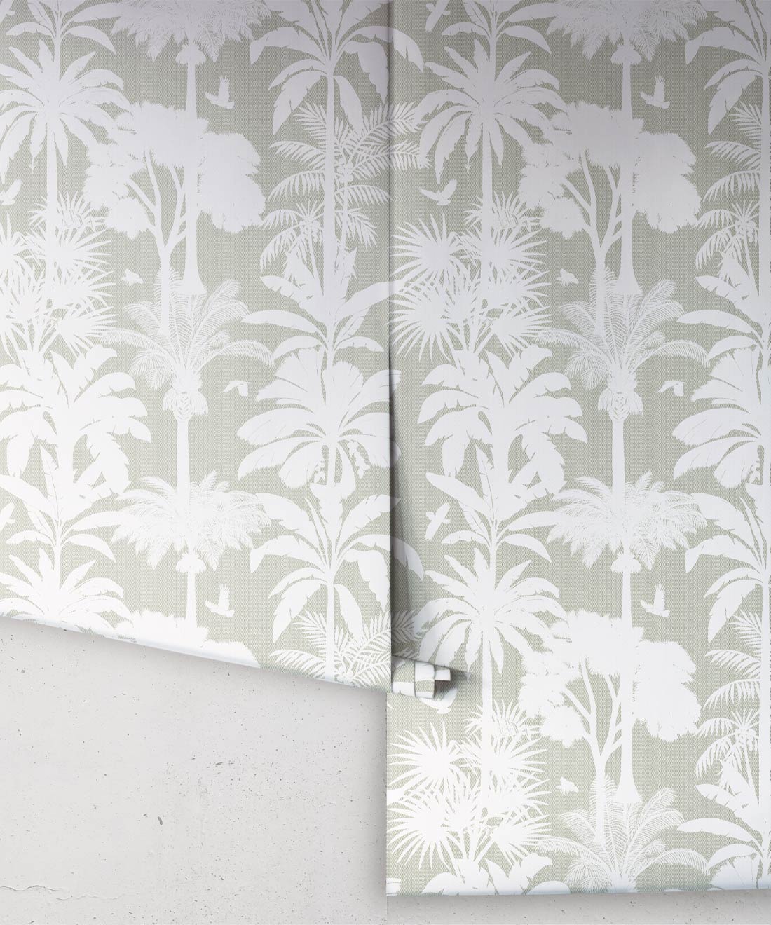 Cockatoo Palms Wallpaper, Sage Linen
