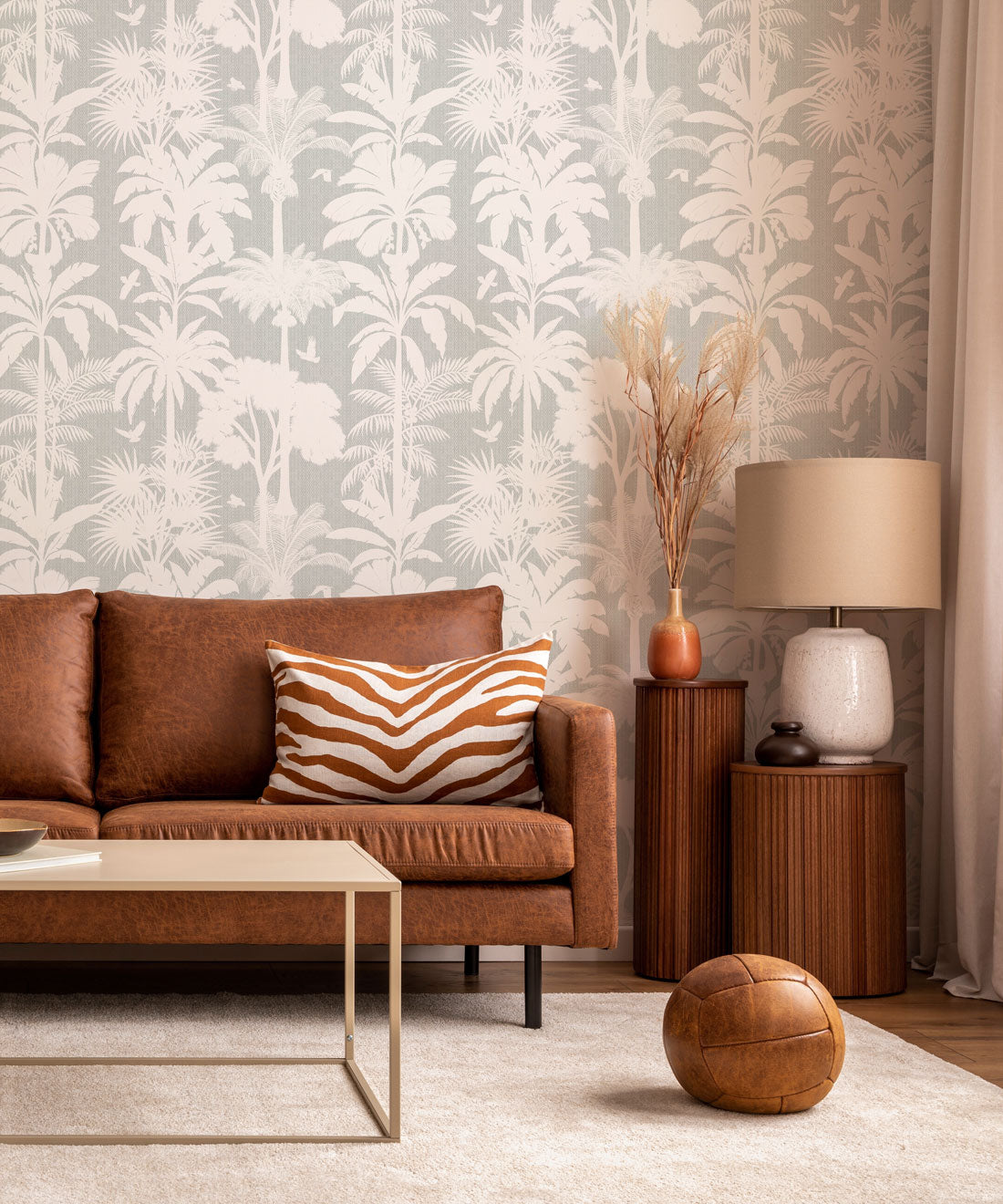 Cockatoo Palms Wallpaper, Stella Linen