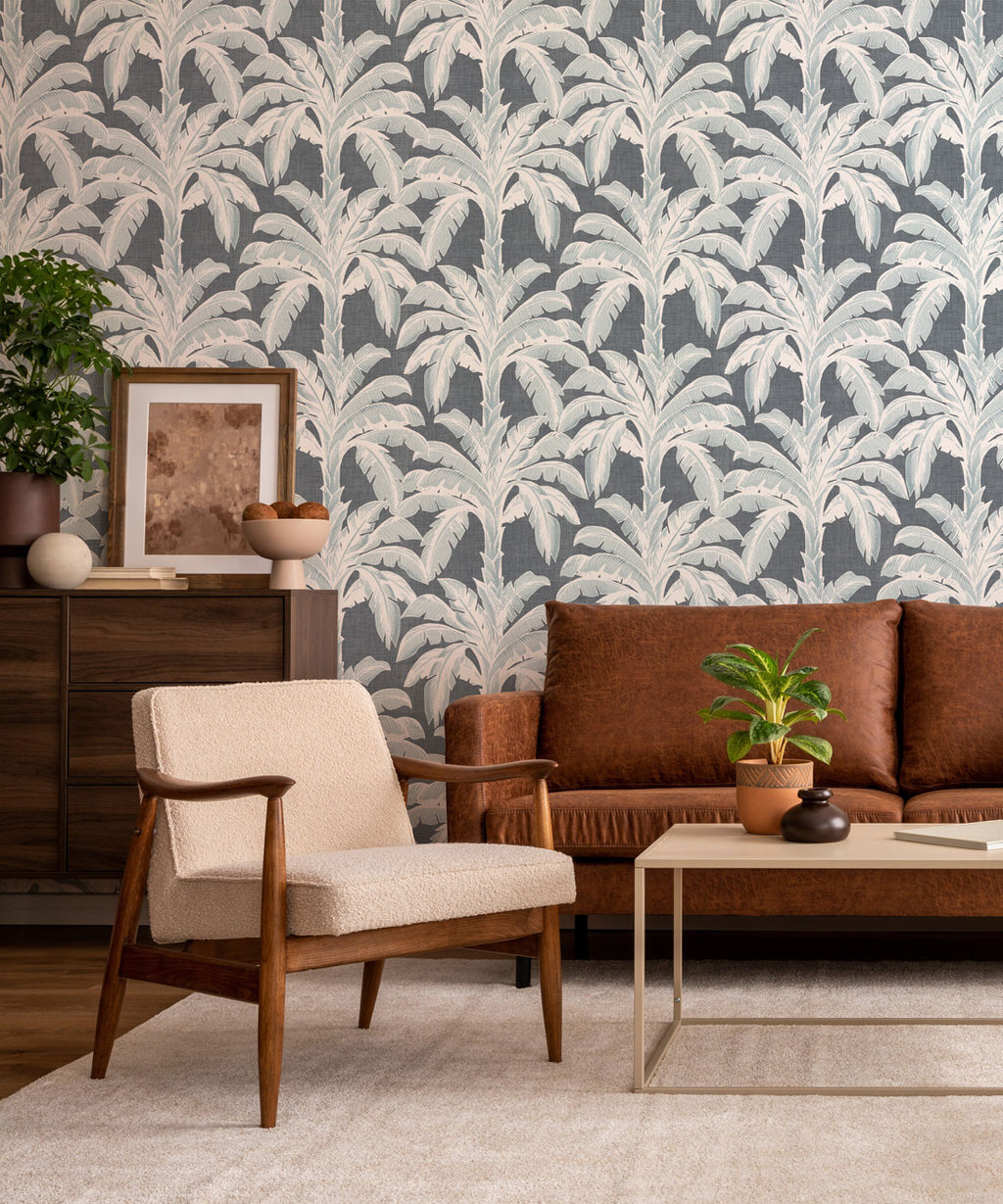 Havana Banana Wallpaper, Bee Denim Linen