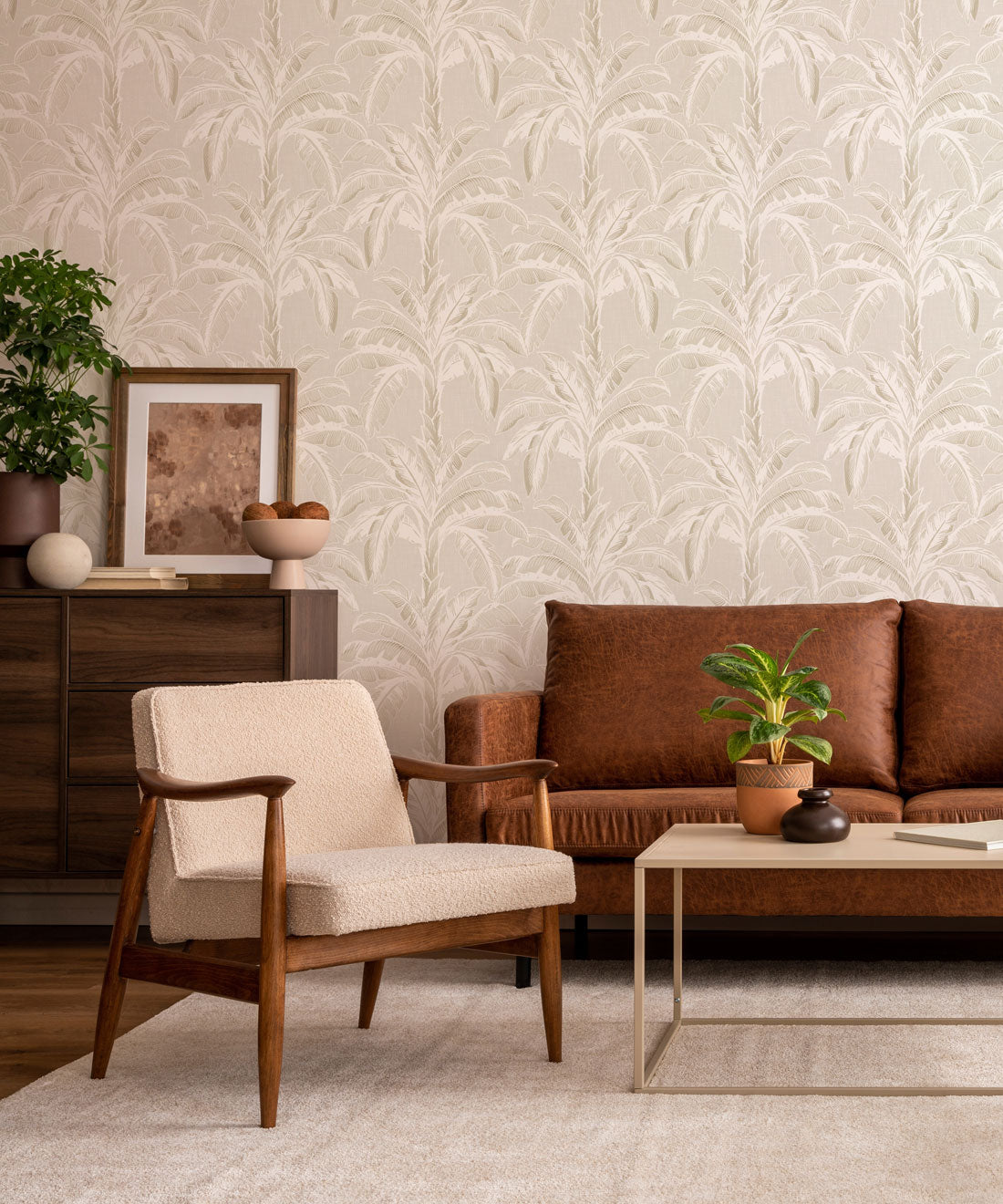 Havana Banana Wallpaper, Plaster Natural