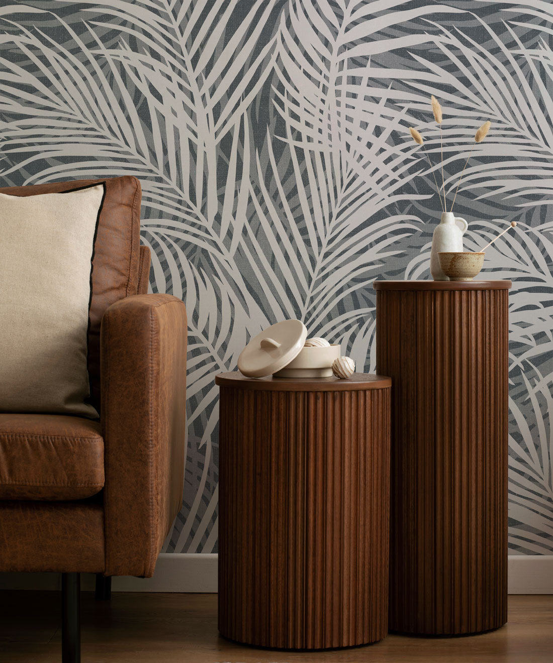 Laguna Palms Wallpaper, Denim