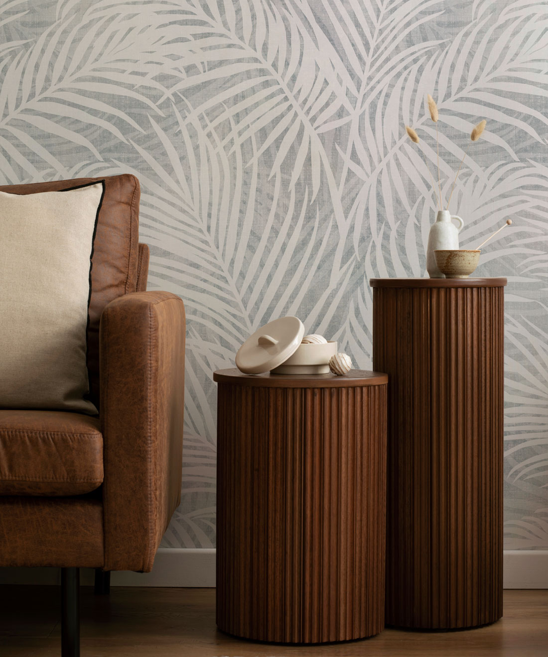 Laguna Palms Wallpaper, Gemma Blue