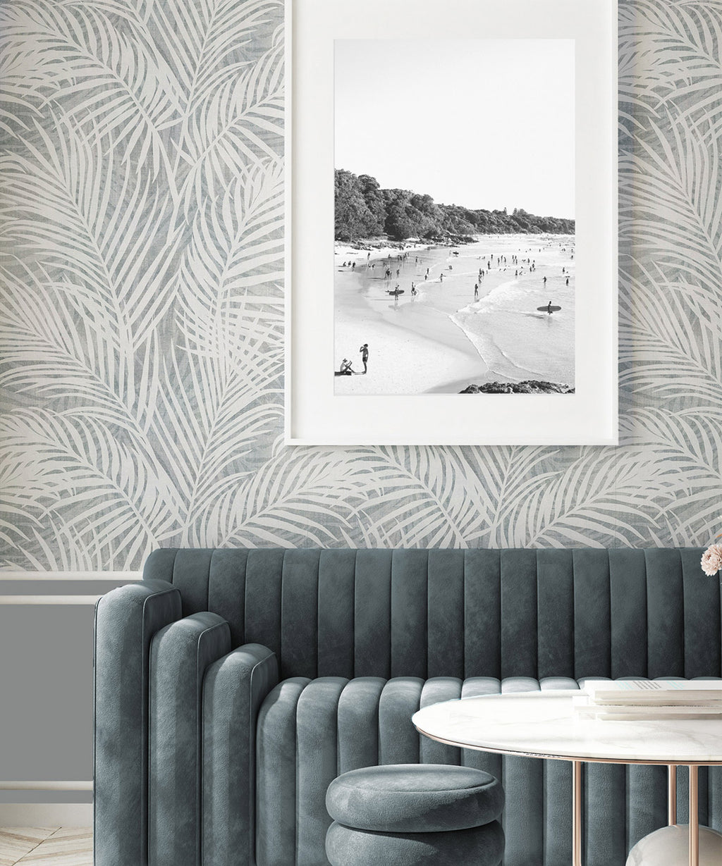 Laguna Palms Wallpaper, Gemma Blue
