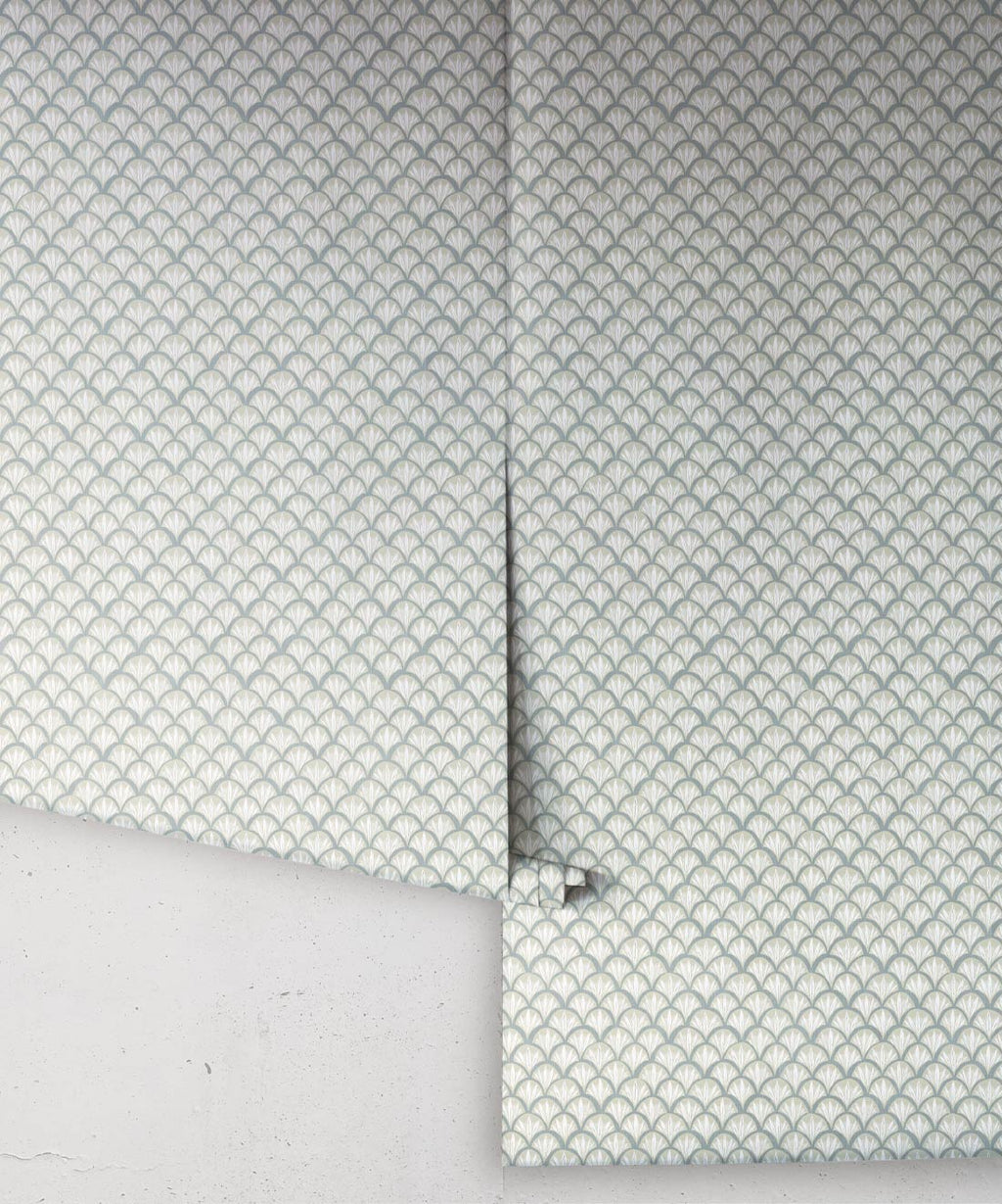 Moon Waves Wallpaper, Surf Mist Linens