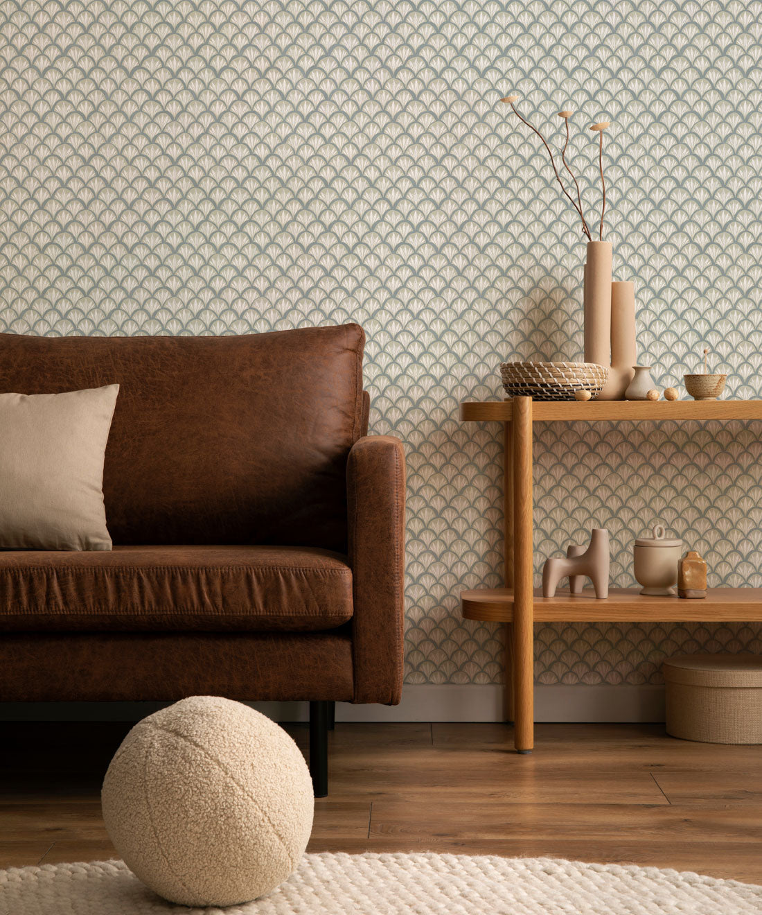 Moon Waves Wallpaper, Surf Mist Linens