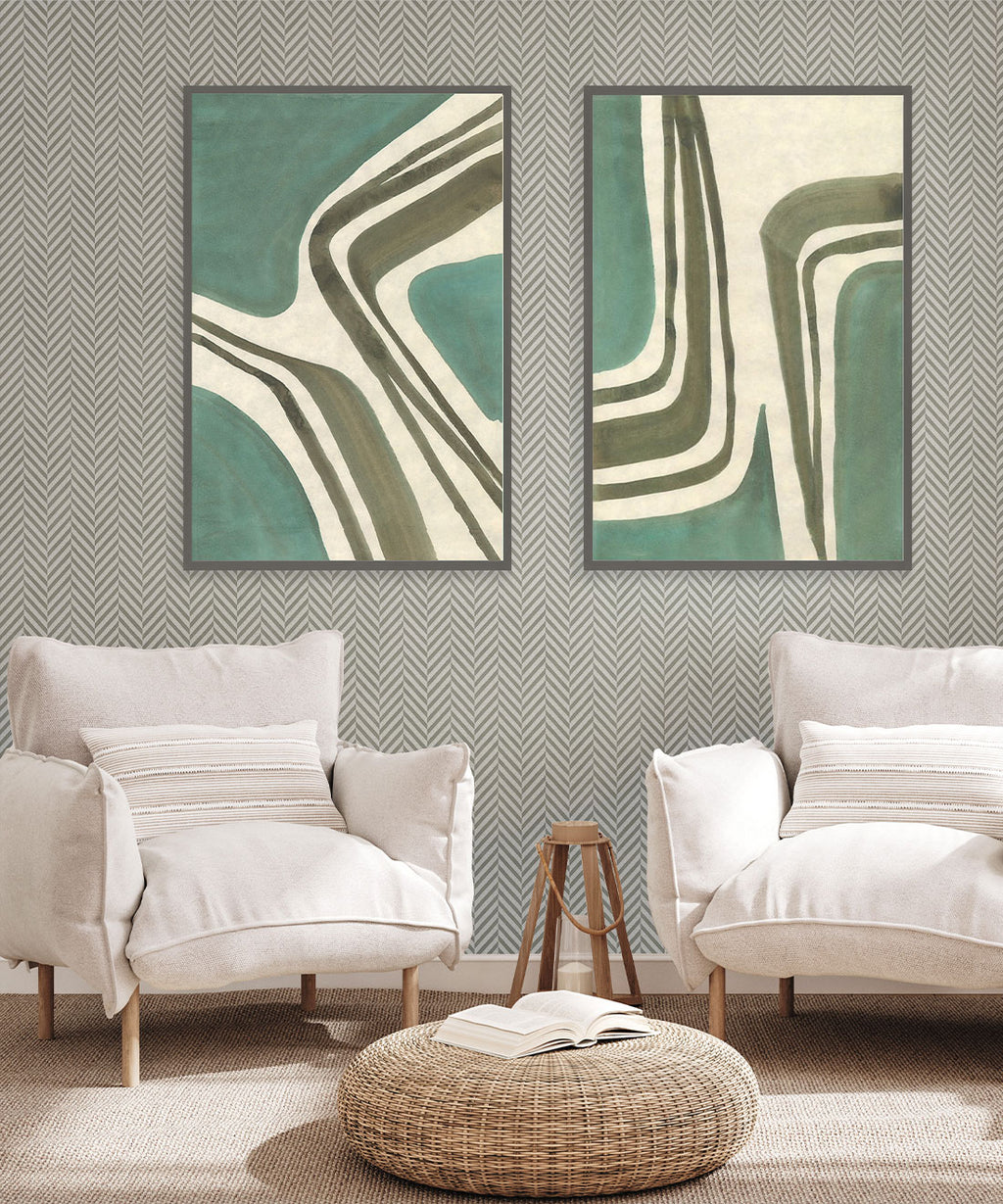 Mrs Jones Chevron Wallpaper, Fern
