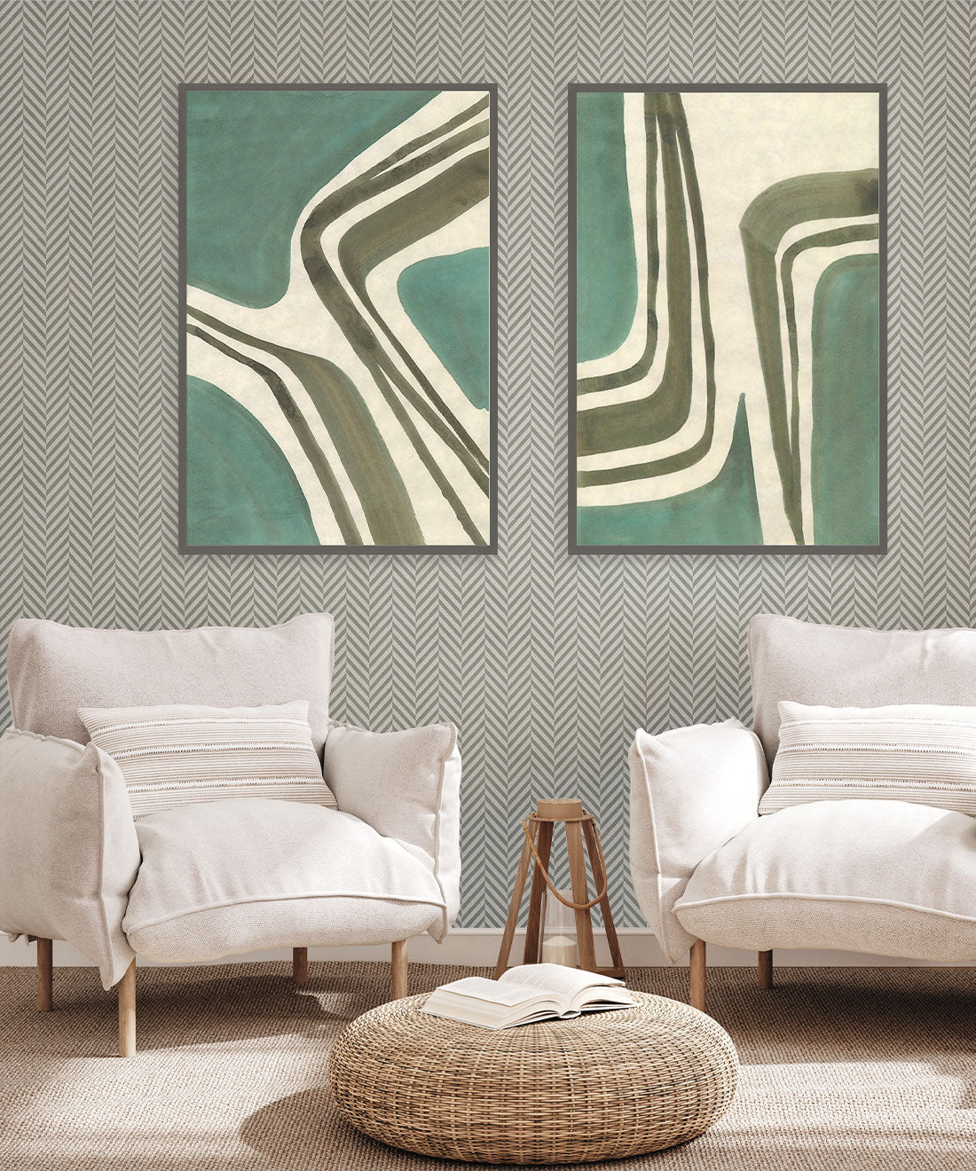 Mrs Jones Chevron Wallpaper, Fern