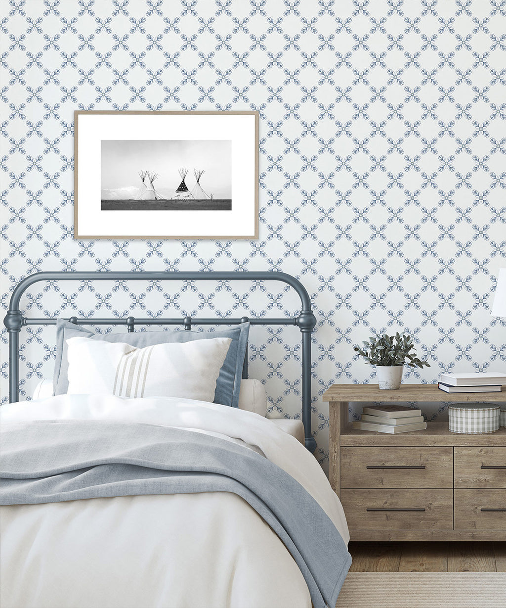 Lattice Wallpaper, Denim