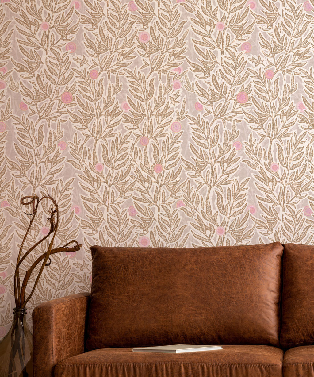 Linen Seagrass Wallpaper, Blush