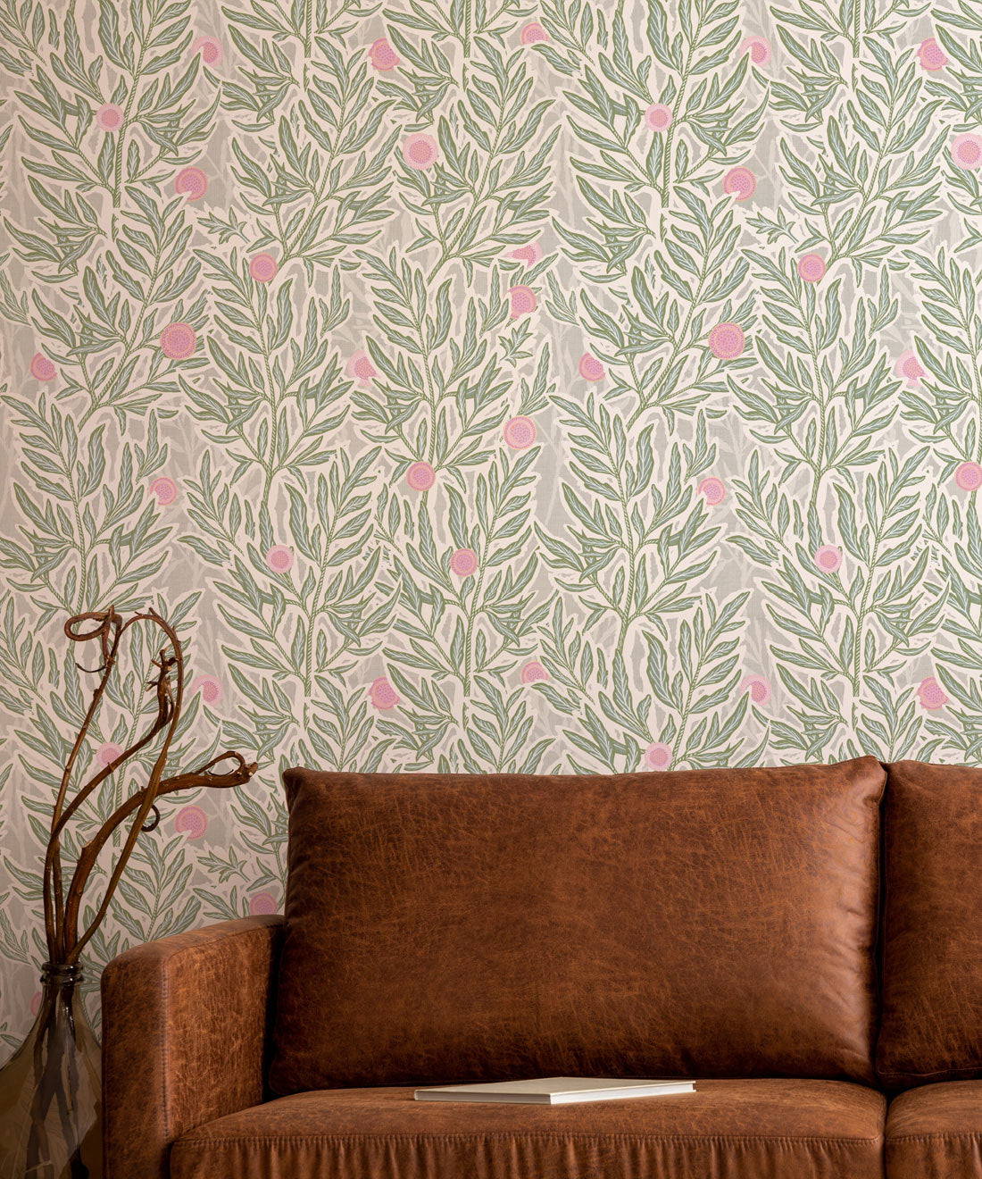 Linen Seagrass Wallpaper, Forest Jena