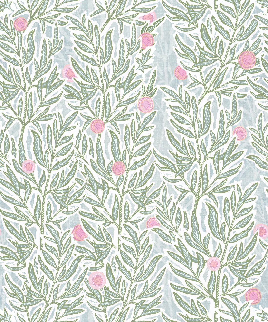 Linen Seagrass Wallpaper, Forest Papaya