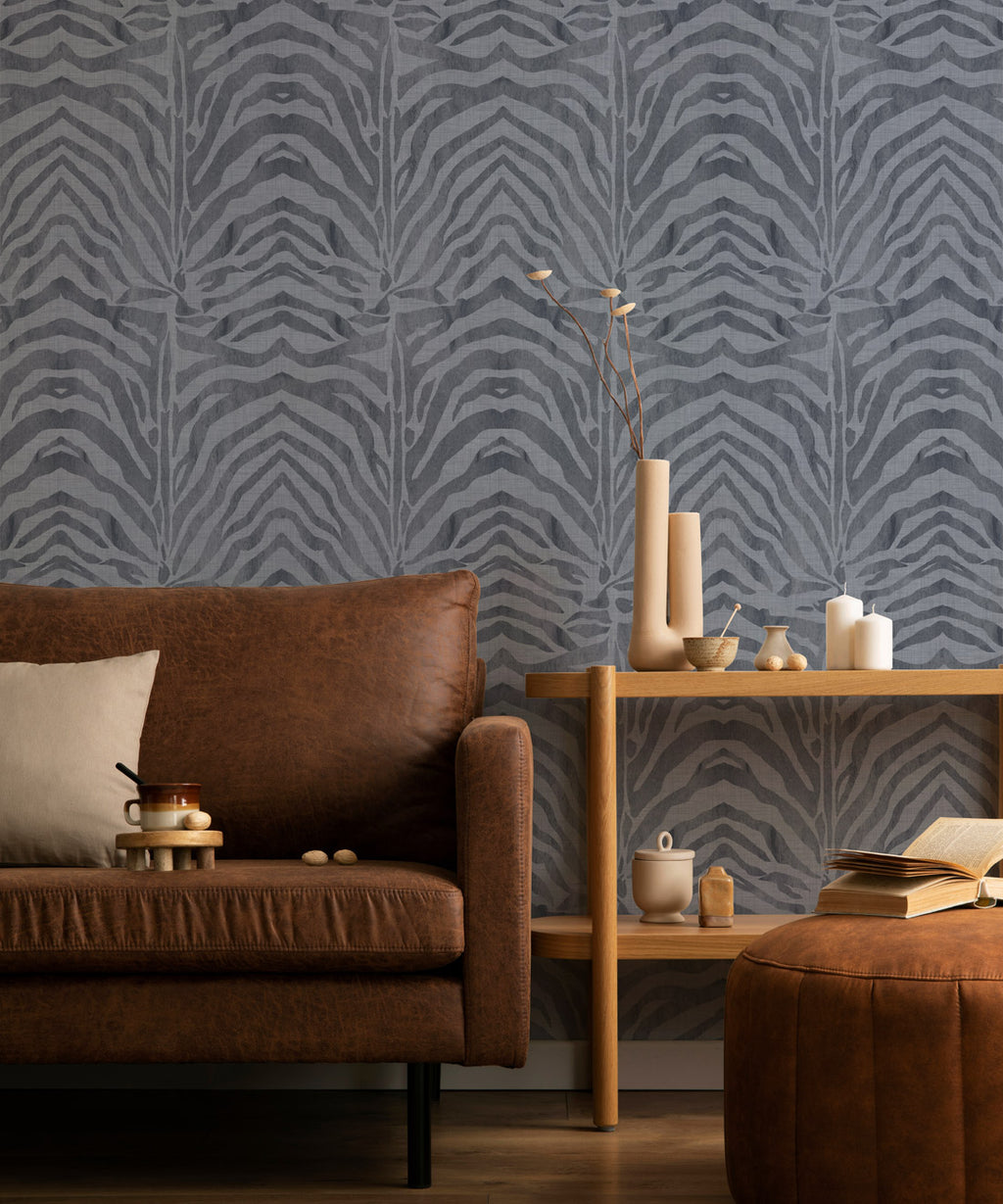 Zebra Wallpaper, Denim