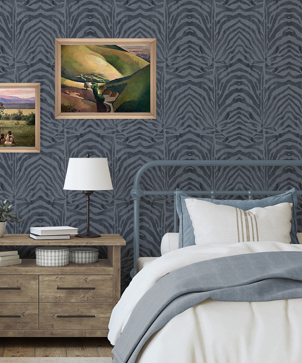Zebra Wallpaper, Denim