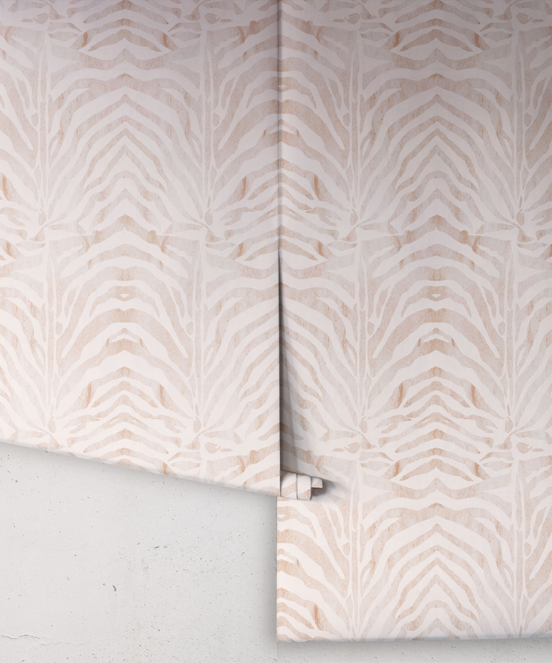 Zebra Wallpaper, Light Papaya Blush