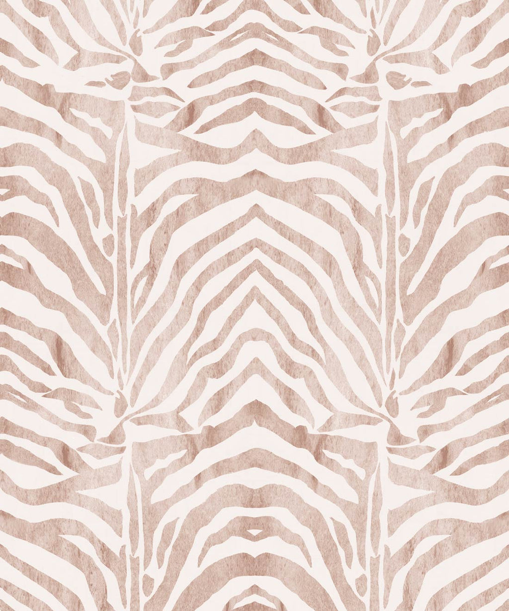 Zebra Wallpaper, Papaya Blush