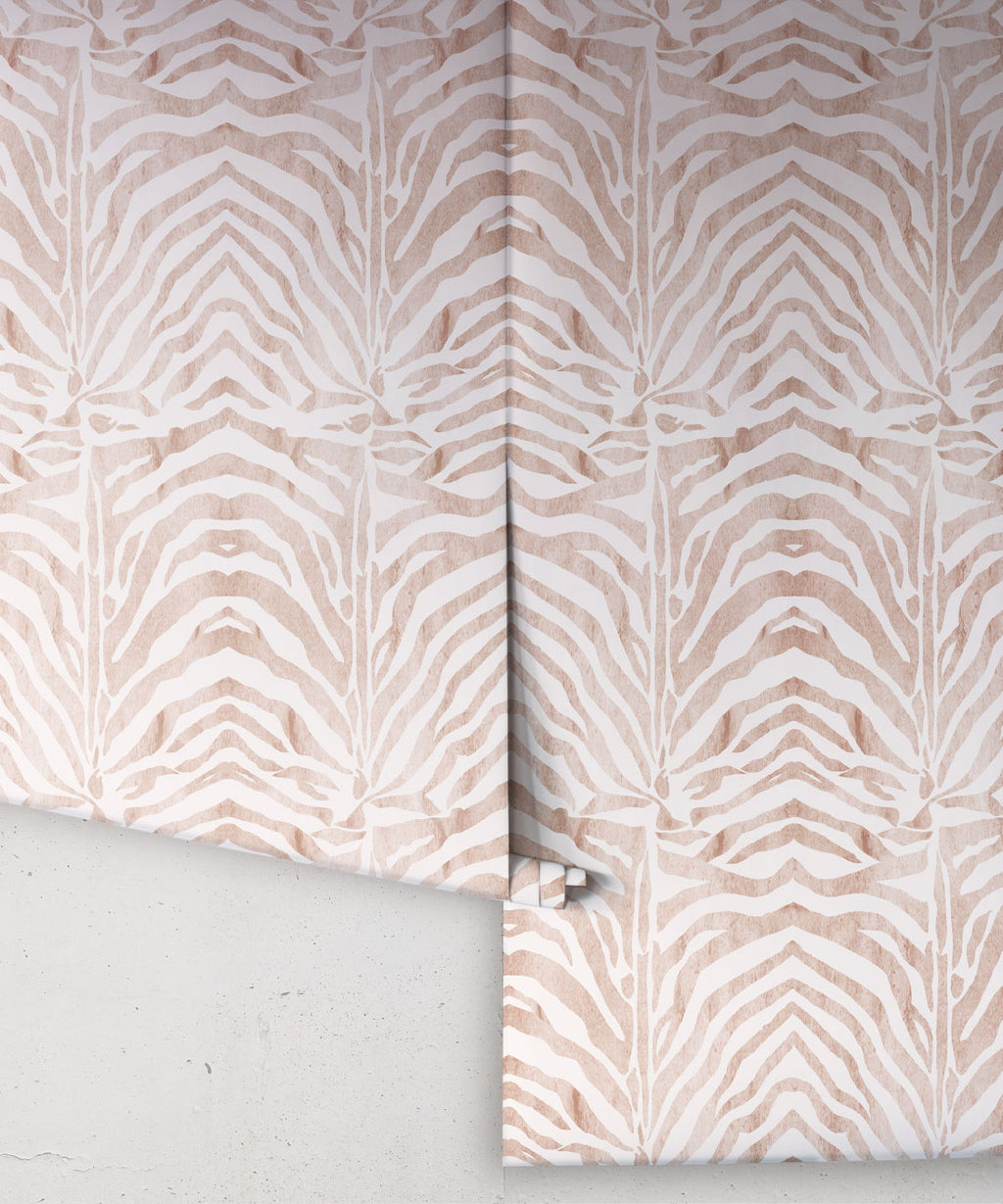 Zebra Wallpaper, Papaya Blush