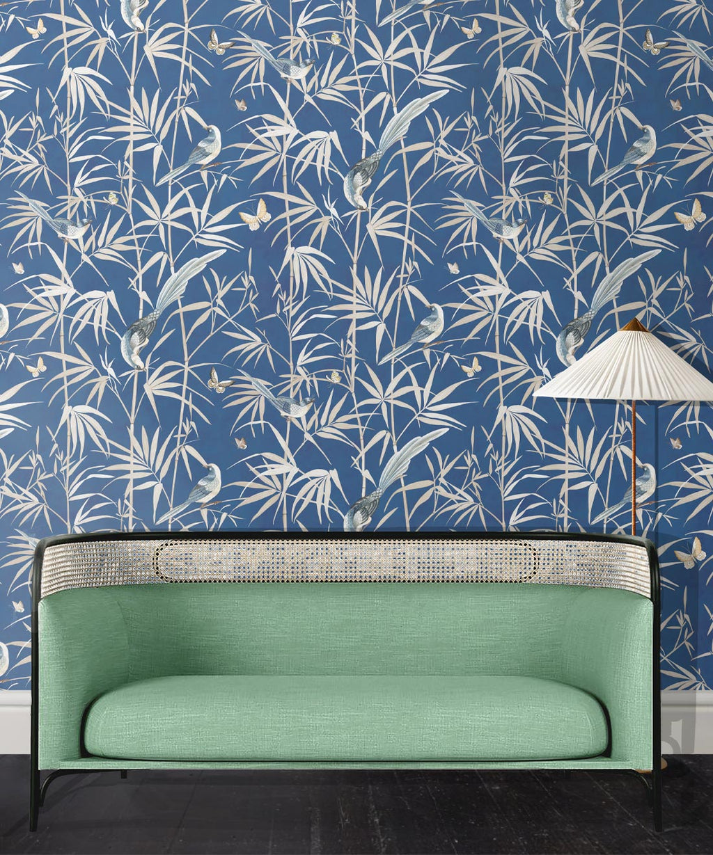 Bamboo Wallpaper, Cobalt