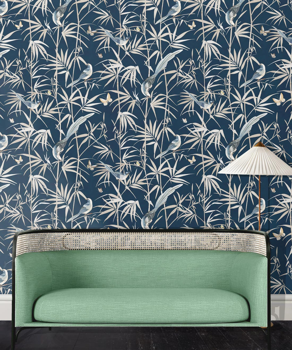 Bamboo Wallpaper, Navy