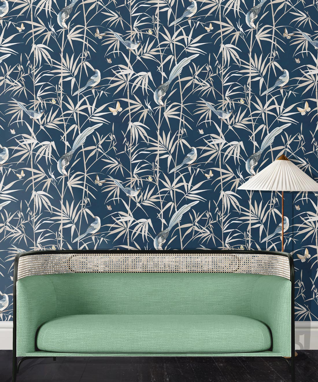 Bamboo Wallpaper, Navy