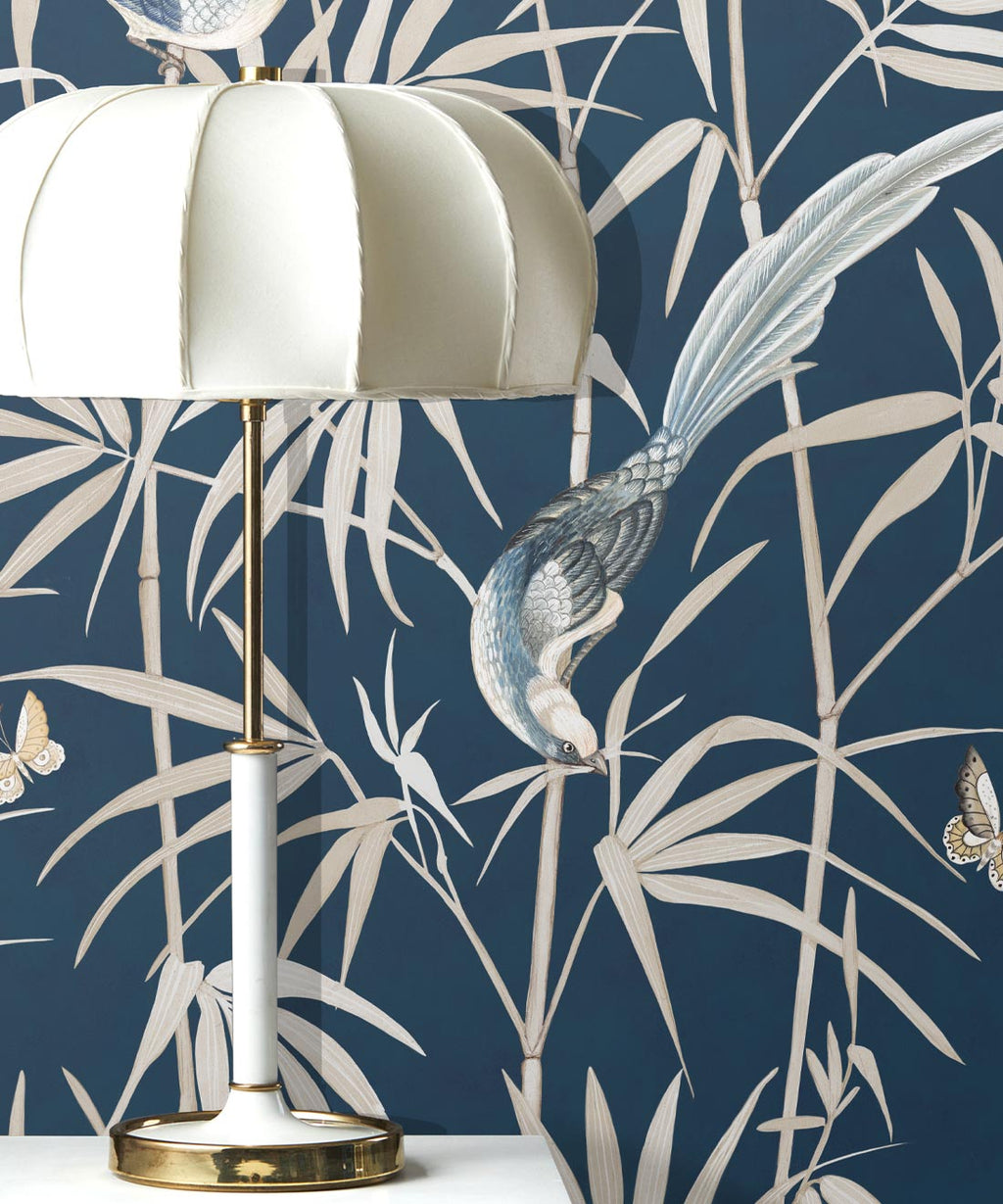 Bamboo Wallpaper, Navy