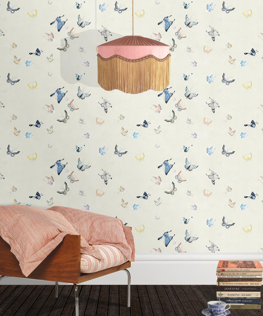 Butterflies Wallpaper, Beige