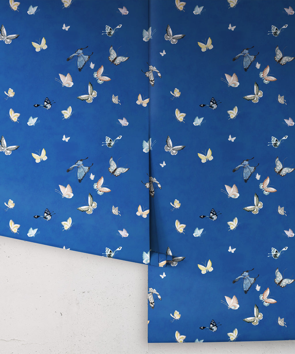 Butterflies Wallpaper, Cobalt