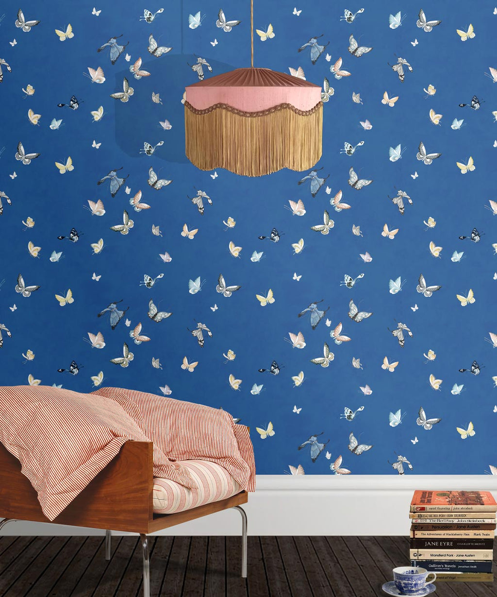 Butterflies Wallpaper, Cobalt