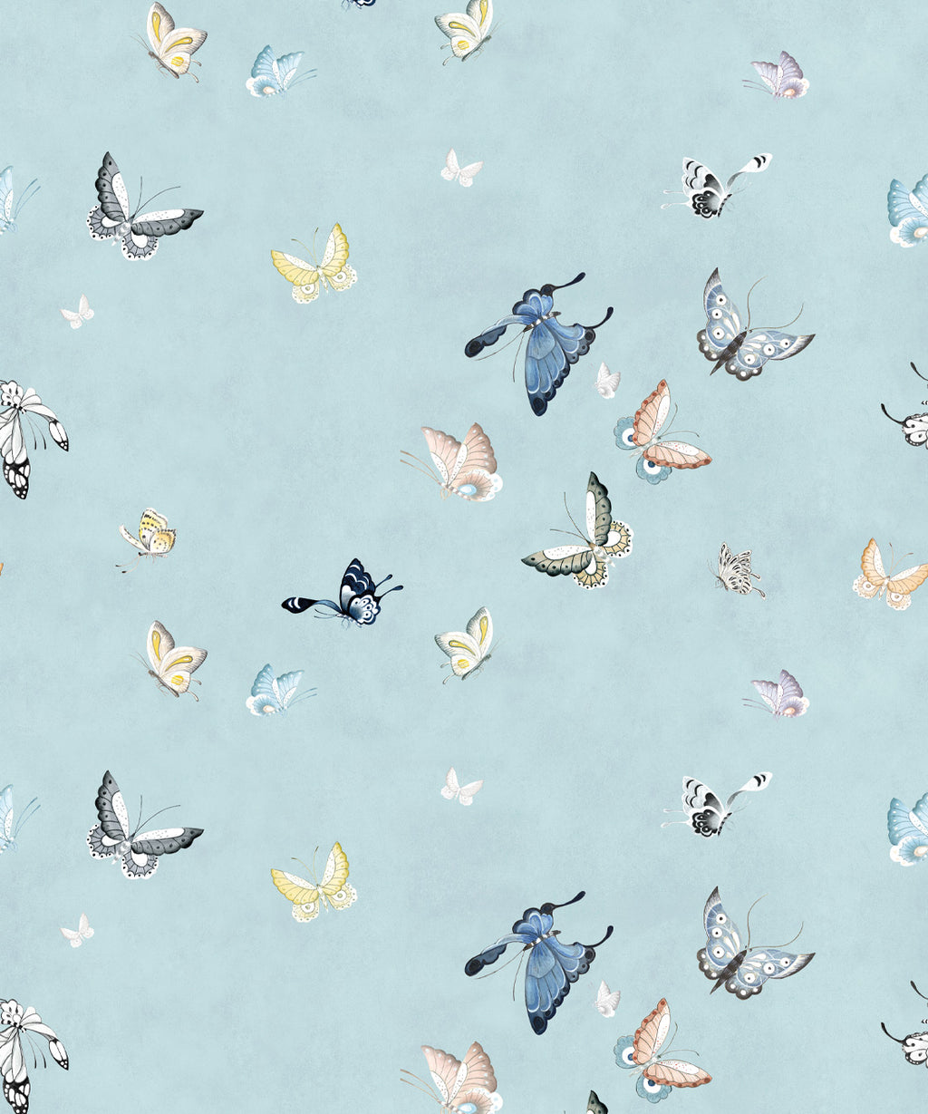 Butterflies Wallpaper, French Blue