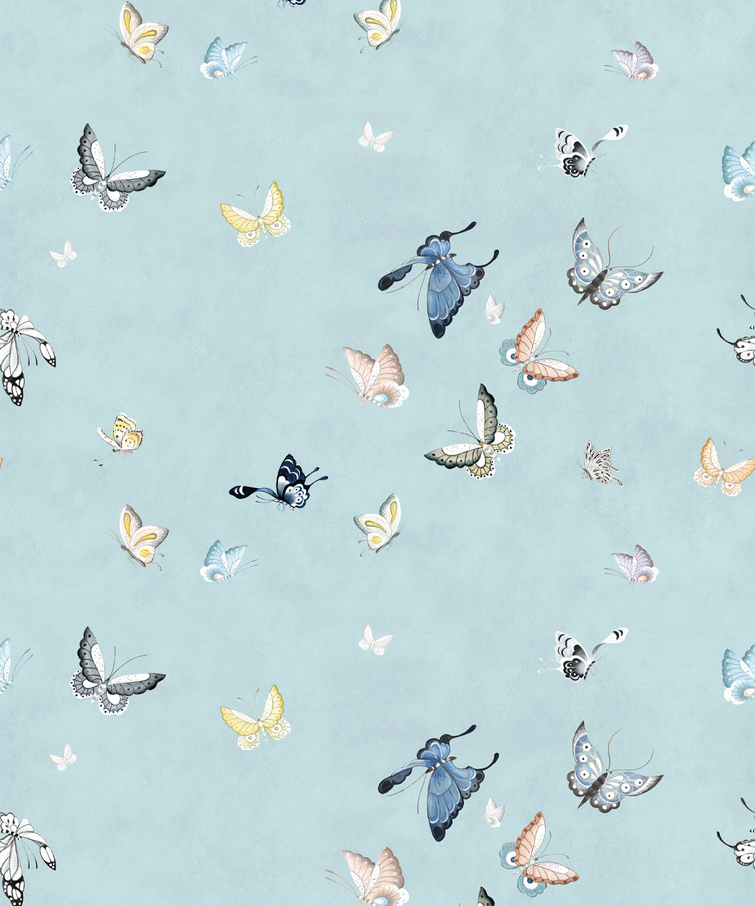 Butterflies Wallpaper, French Blue
