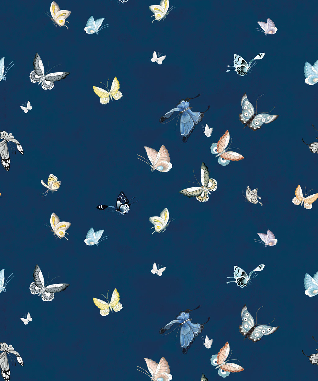 Butterflies Wallpaper, Navy