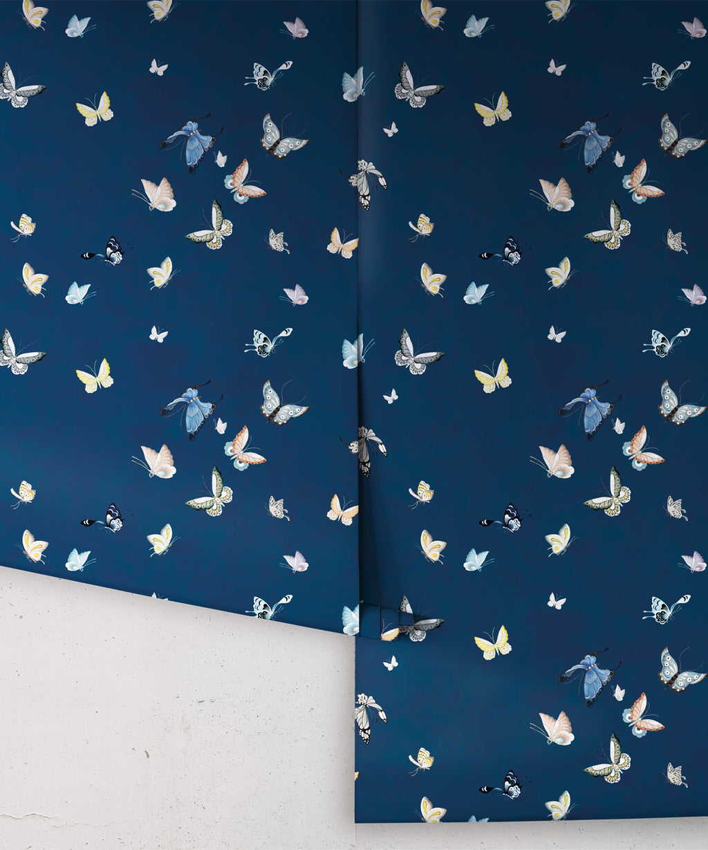 Butterflies Wallpaper, Navy