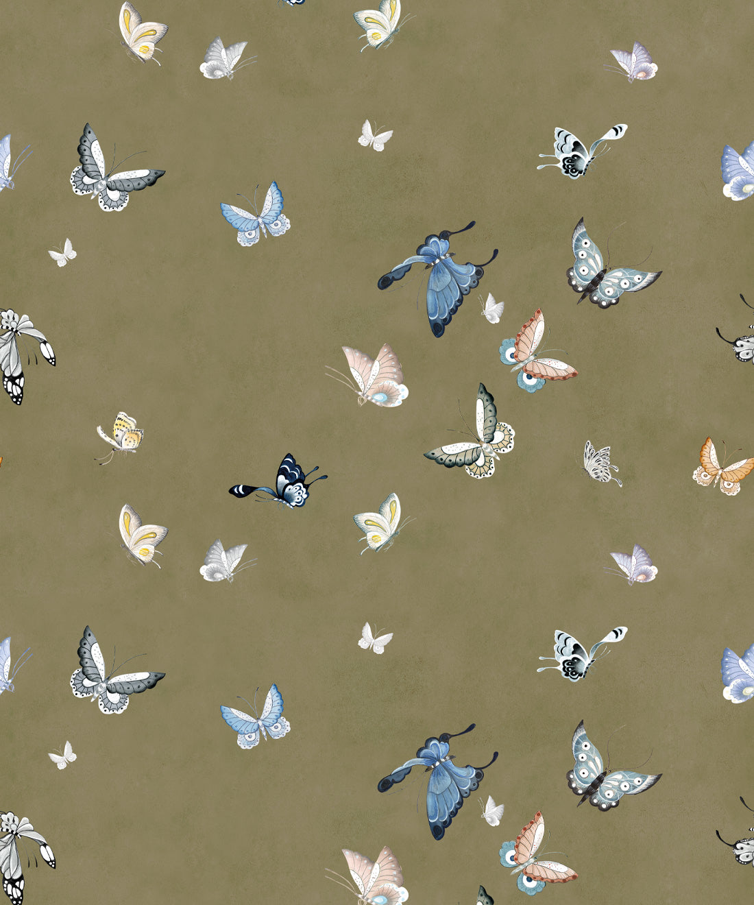 Butterflies Wallpaper, Olive