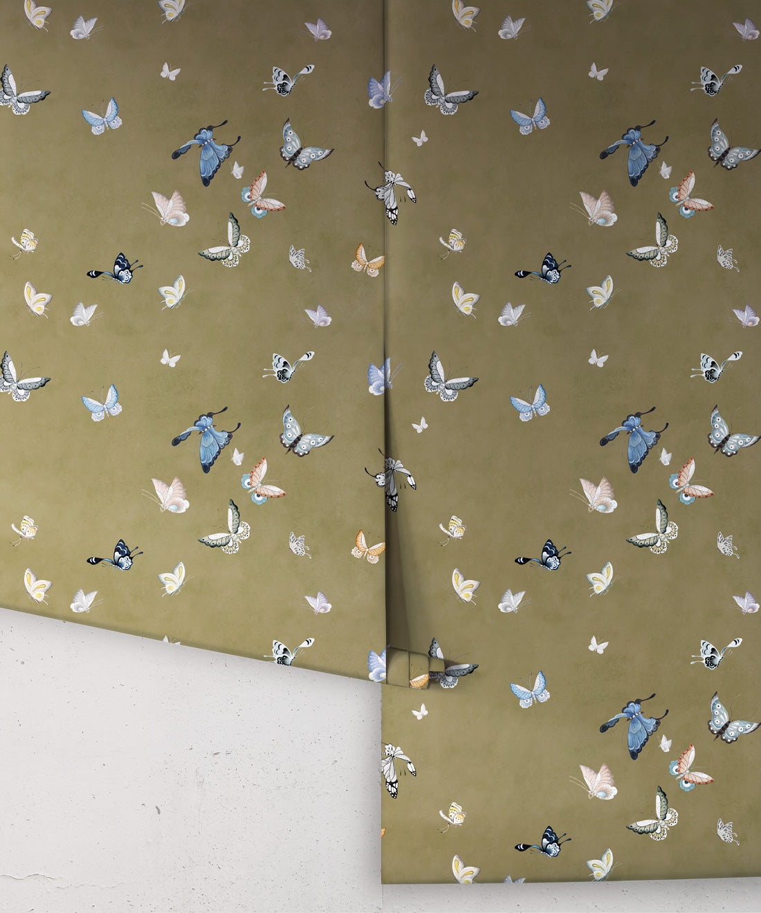 Butterflies Wallpaper, Olive