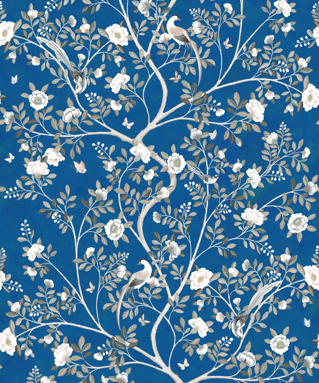 Camellia Tree Mural, Cobalt