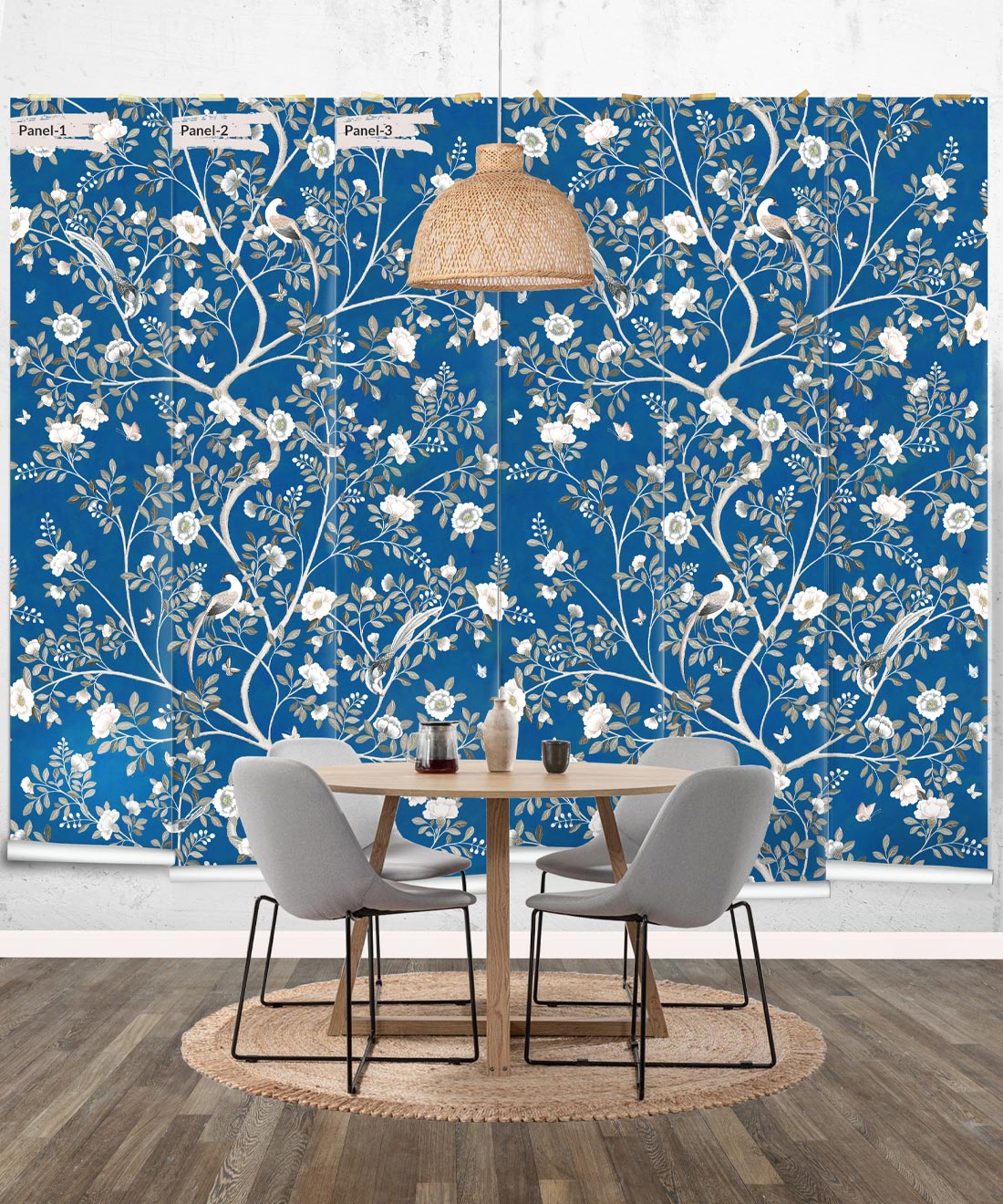 Camellia Tree Mural, Cobalt